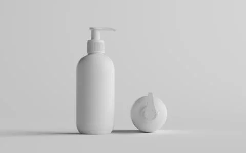 White Plastic Pump Bottle Mock-Up - Liquid Soap, Sanitizer, Shampoo Dispenser Stock Illustration