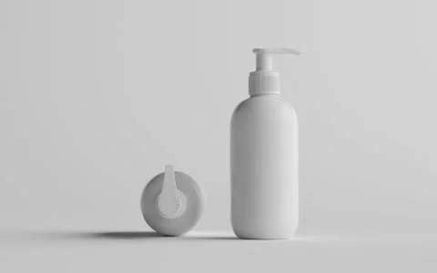 White Plastic Pump Bottle Mock-Up - Liquid Soap, Sanitizer, Shampoo Dispenser Stock Illustration