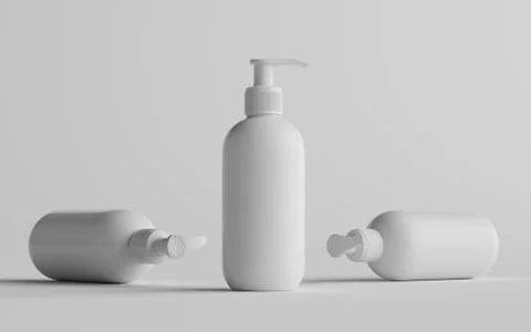 White Plastic Pump Bottle Mock-Up - Liquid Soap, Sanitizer, Shampoo Dispenser Stock Illustration