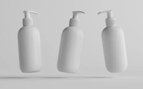 White Plastic Pump Bottle Mock-Up - Liquid Soap, Sanitizer, Shampoo Dispenser Stock Illustration