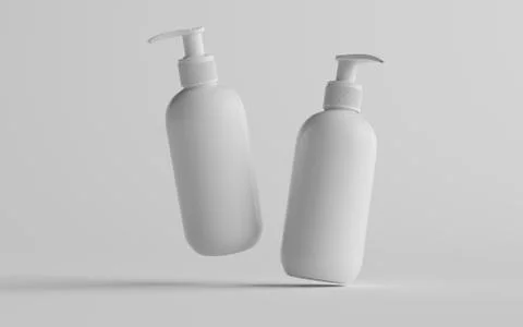 White Plastic Pump Bottle Mock-Up - Liquid Soap, Sanitizer, Shampoo Dispenser Stock Illustration