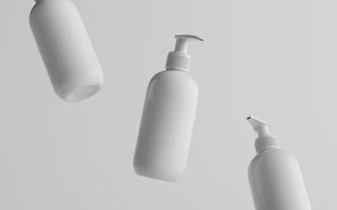 White Plastic Pump Bottle Mock-Up - Liquid Soap, Sanitizer, Shampoo Dispenser Stock Illustration