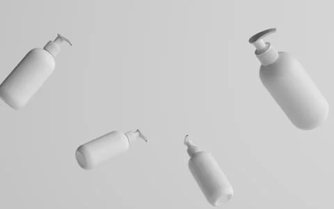 White Plastic Pump Bottle Mock-Up - Liquid Soap, Sanitizer, Shampoo Dispenser Stock Illustration