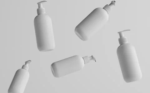 White Plastic Pump Bottle Mock-Up - Liquid Soap, Sanitizer, Shampoo Dispenser Stock Illustration