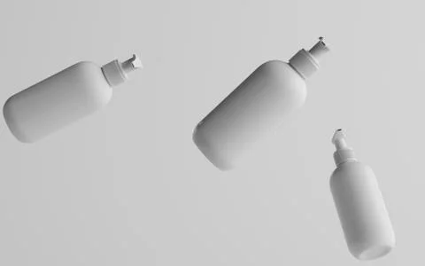 White Plastic Pump Bottle Mock-Up - Liquid Soap, Sanitizer, Shampoo Dispenser Stock Illustration