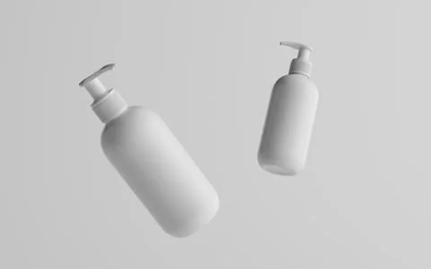 White Plastic Pump Bottle Mock-Up - Liquid Soap, Sanitizer, Shampoo Dispenser Stock Illustration
