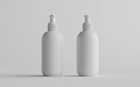 White Plastic Pump Bottle Mock-Up - Liquid Soap, Sanitizer, Shampoo Dispenser Stock Illustration