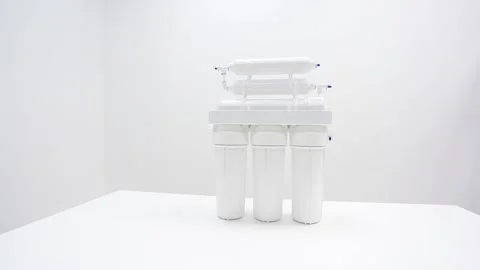 White plastic reverse osmosis water filter Stock Footage 151465590