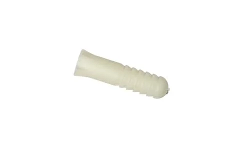 A white plastic screw is on a white background Stock Photos