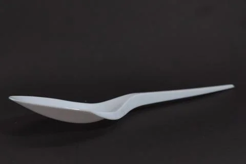 White plastic spoon 3 Foto stock
