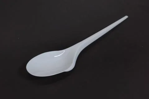 White plastic spoon 4 Foto stock