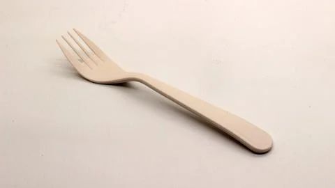White plastic spoon and fork isolated Stock Photos