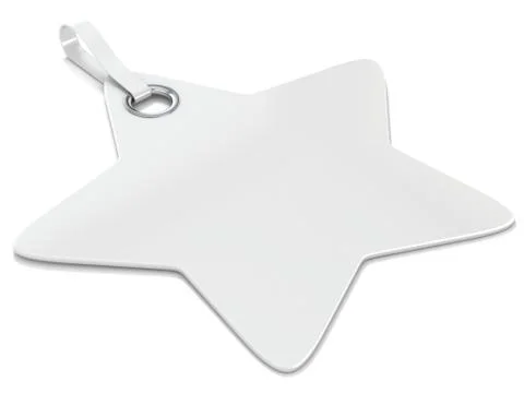 White plastic star label. Horizontal. 3D Illustrazione stock