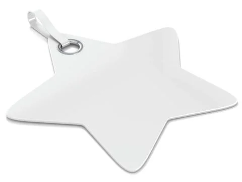 White plastic star label. Horizontal. 3D White plastic star label. Horizon... Stock Photos
