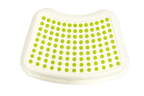 White plastic step stool with green anti-slip dots isolated on white backgr.. Stock Photos
