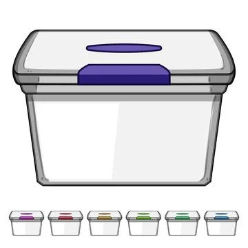 White plastic storage box with blue latch Stock Illustration