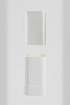 White plastic Sunscreen Stick packaging with translucent clear cap Illustrazione stock