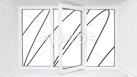 White plastic triple door window with white background isolated inside PSD 템플릿