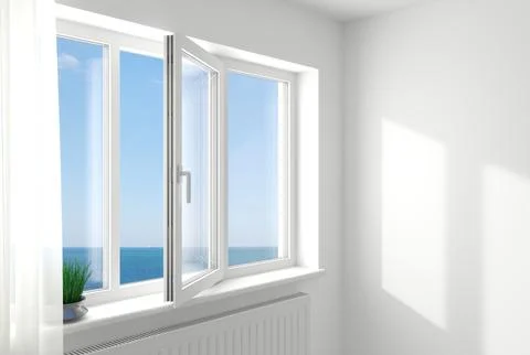 White plastic window in the new room Illustrazione stock