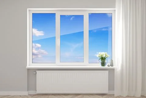 White plastic window in the new room Stock Illustration