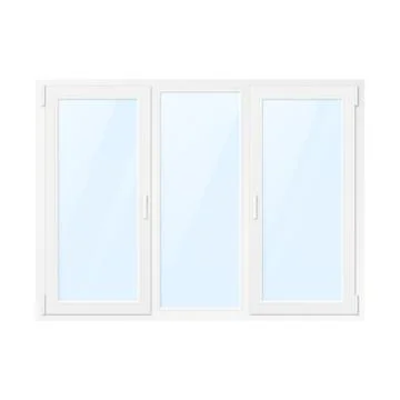 White Plastic Window. Window Front View. Vector Illustration Isolated on Whit Stock Illustration