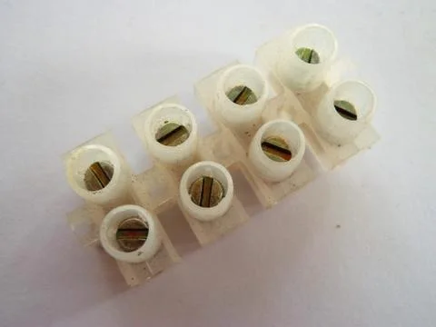 White plastic wire connecting boxes Stock Photos