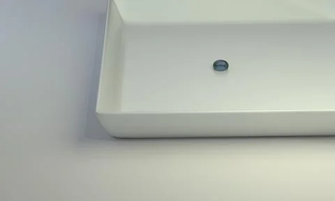 White plate with drop on table. 3d illustration Stock Illustration