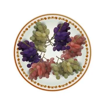 White plate full of grapes vector illustration Stock Illustration