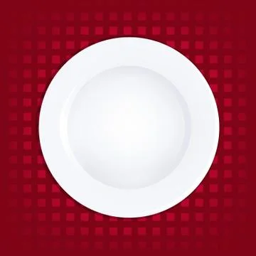 White plate on red background Stock Illustration