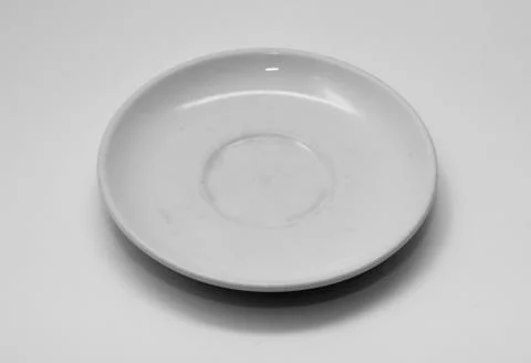 White plate on a white background Foto stock