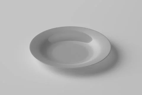 White plate on a white background. Side view. Illustration. Stock Illustration