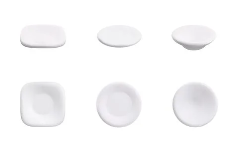 White plates 3D vector set, realistic plastic or ceramic food dish, kitchenware Stock Illustration