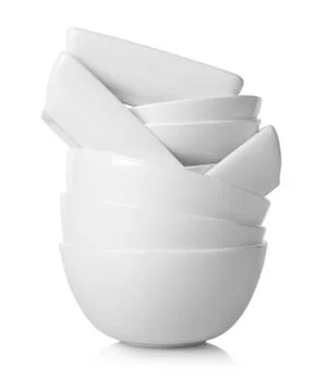 White plates isolated Stock Photos