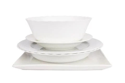 White plates Foto stock