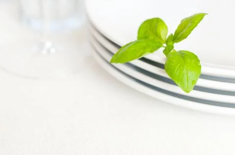 White plates on table Stock Photos
