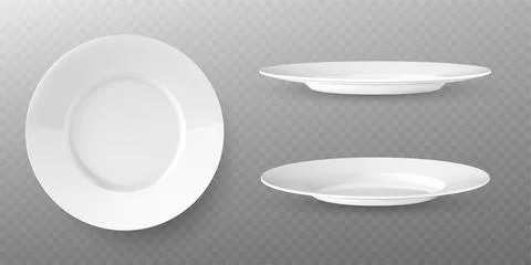 White plates vector mockup in a realistic style on transparent background Stock Illustration