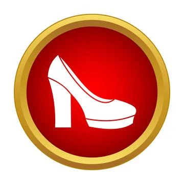 White platform high heel pump shoe icon Stock Illustration