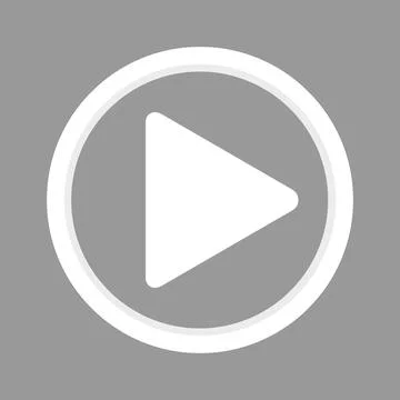 White Play icon isolated on grey background. Vector illustration Illustrazione stock