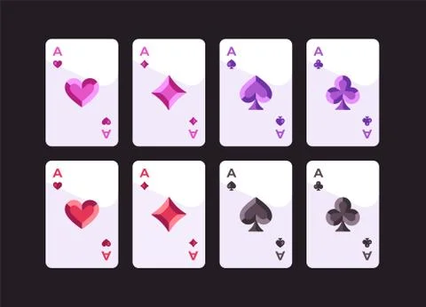 White playing cards set with gem symbols. Poker flat illustration Stock Illustration