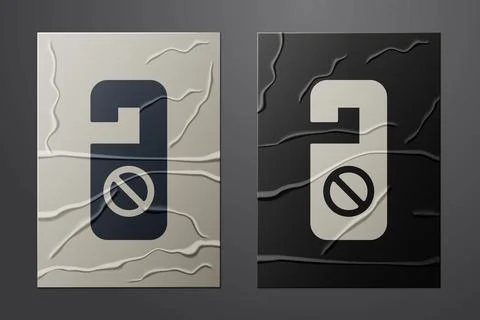 White Please do not disturb icon isolated on crumpled paper background. Hotel Stock Illustration
