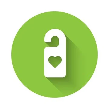 White Please do not disturb with heart icon isolated with long shadow background Illustration
