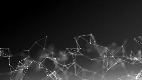 White plexus on a black background. Abstract connection of dots and lines o.. Stock Illustration