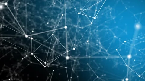 White Plexus lines with a blue gradient on a black screen. Stock Footage 274158738