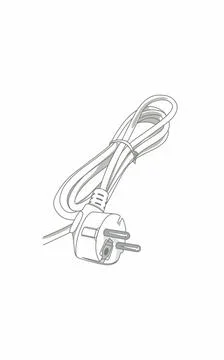 White Plug Head with cable issolated on white. Electrical object	 Stock Illustration