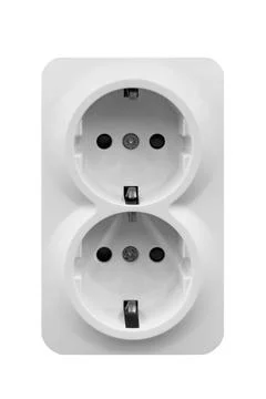 White plug with two holes isolated on white background Stock Photos