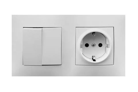 White plug with a white socket isolated on white background Stock Photos