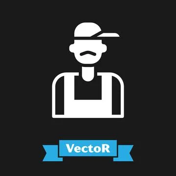 White Plumber icon isolated on black background.  Vector Stock Illustration