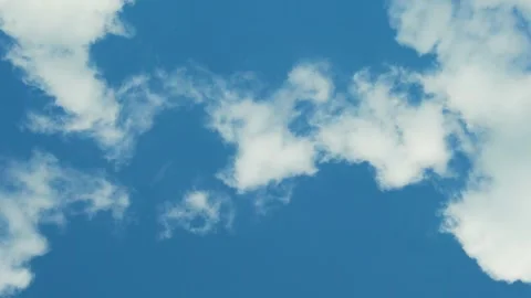 White Plump Fluffy Clouds Sunny Blue Sky On A Clear Sunny Day, Time Lapse, Slow  Stock Footage 310183043