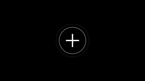 White Plus Circle Icon on Black Background 库存影片 333154077