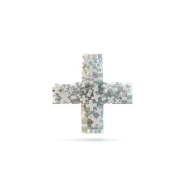 White plus mark isolated on white. Stock Illustration
